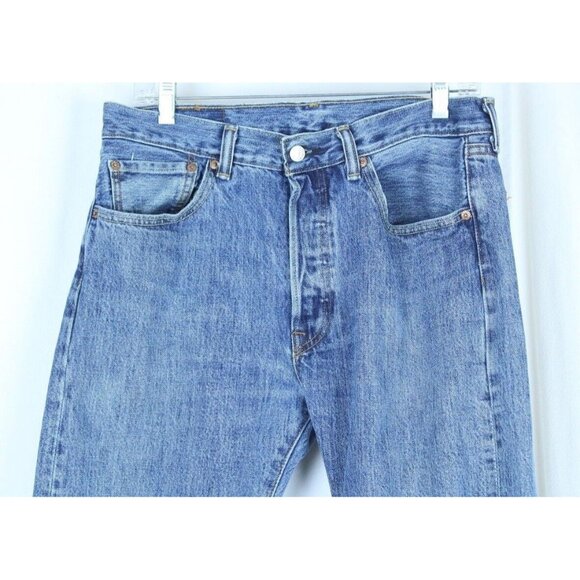 Levi's 501 33 x 30 Frayed Hem See Measurements Straight Leg Button Fly Jeans - Picture 2 of 11